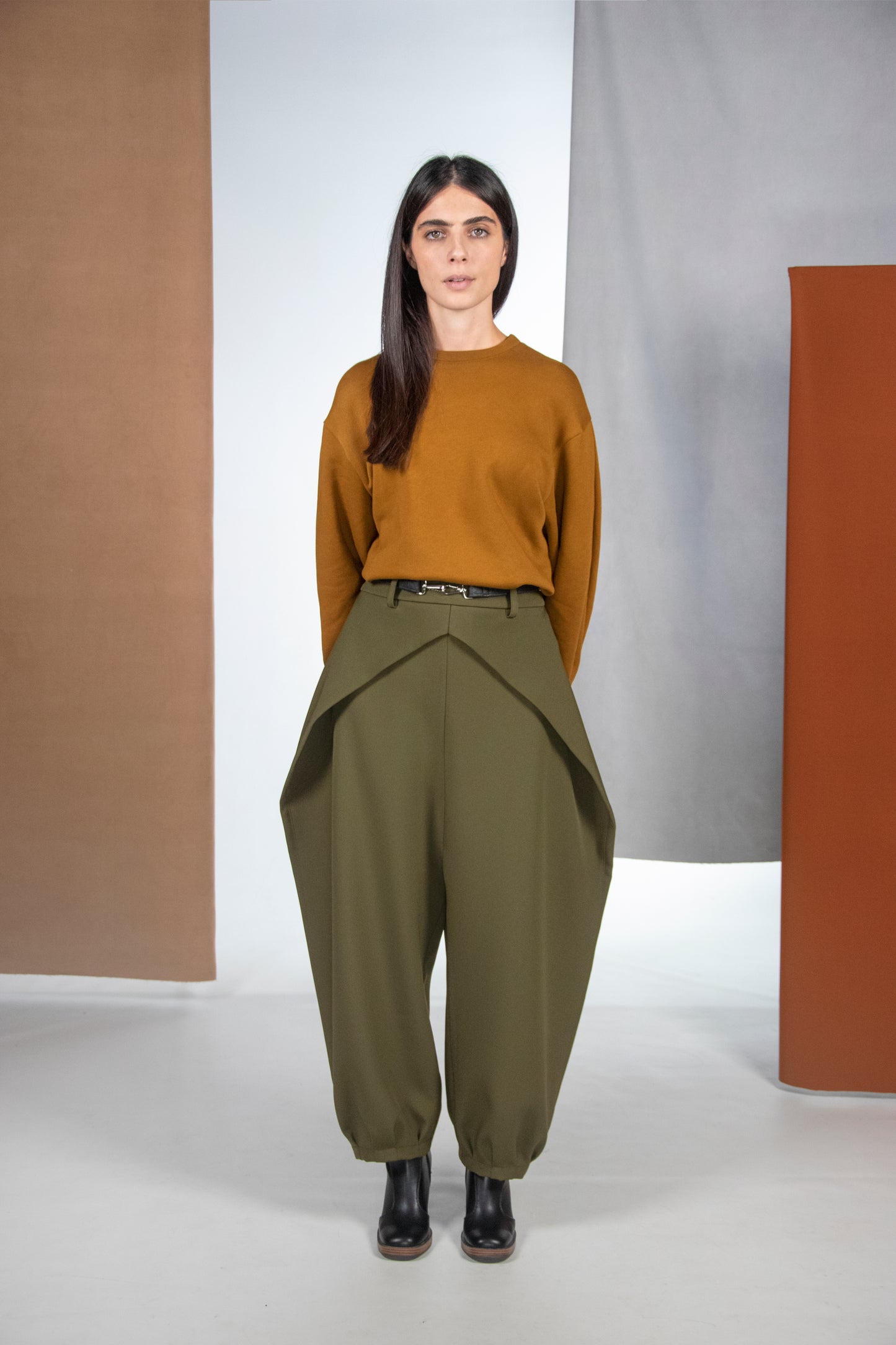 MAGLIA FELCE SENAPE IN CALDA FELPA VEGAN