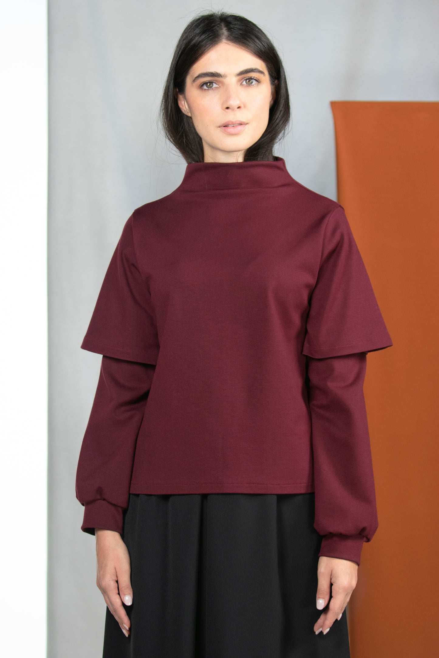MAGLIA FATSIA BORDEAUX PUNTO MILANO VEGAN