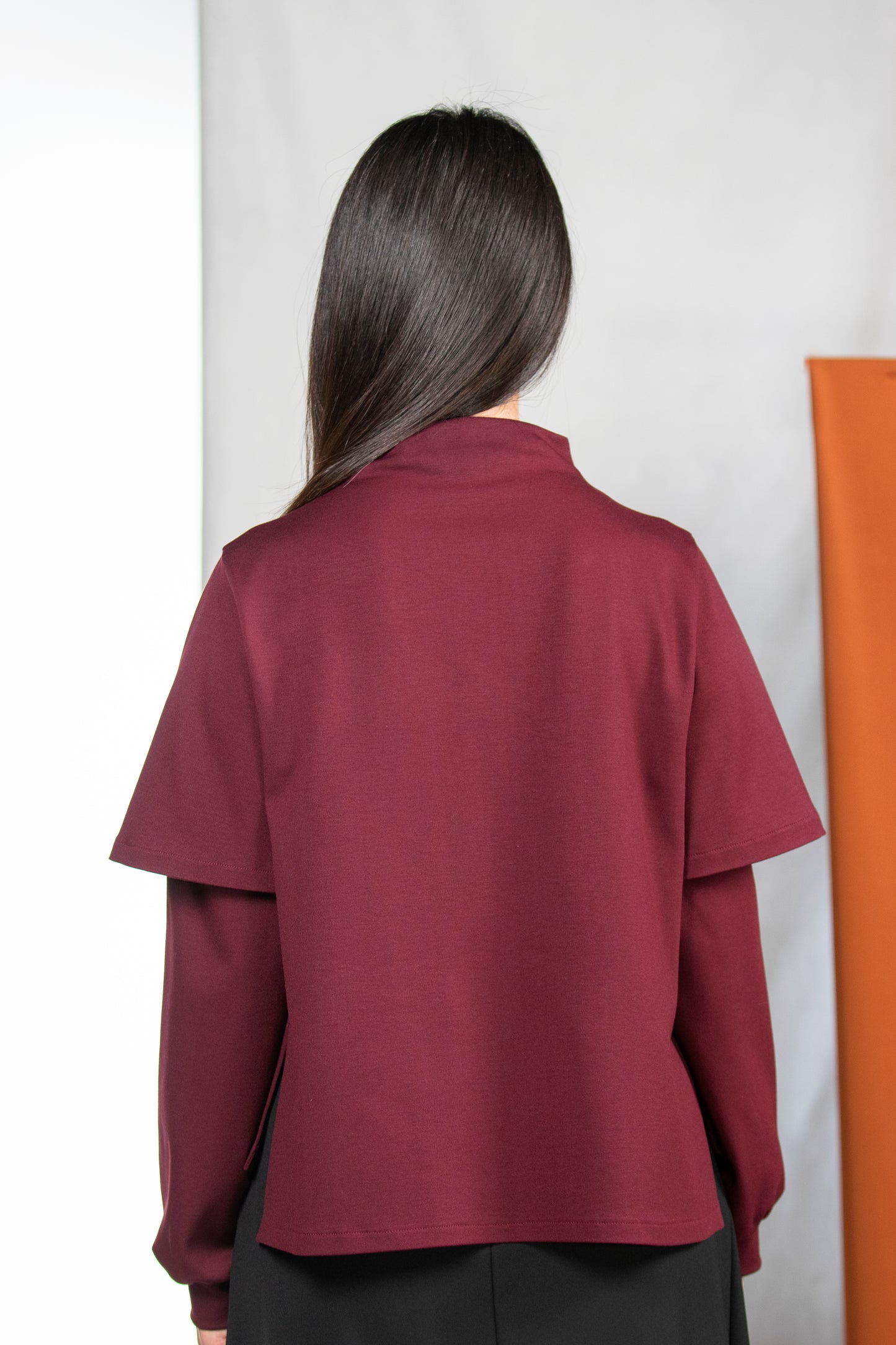 MAGLIA FATSIA BORDEAUX PUNTO MILANO VEGAN