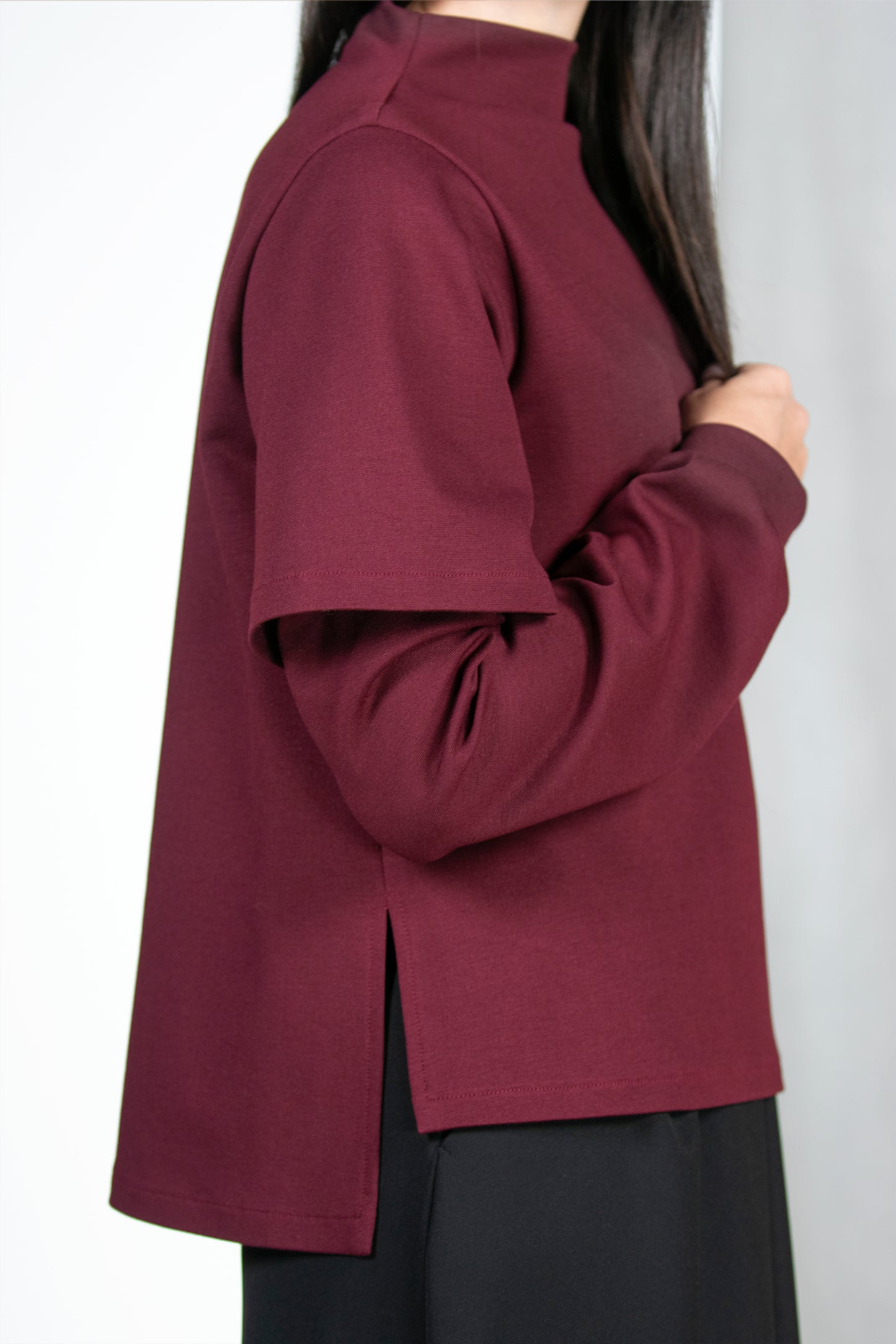 MAGLIA FATSIA BORDEAUX PUNTO MILANO VEGAN