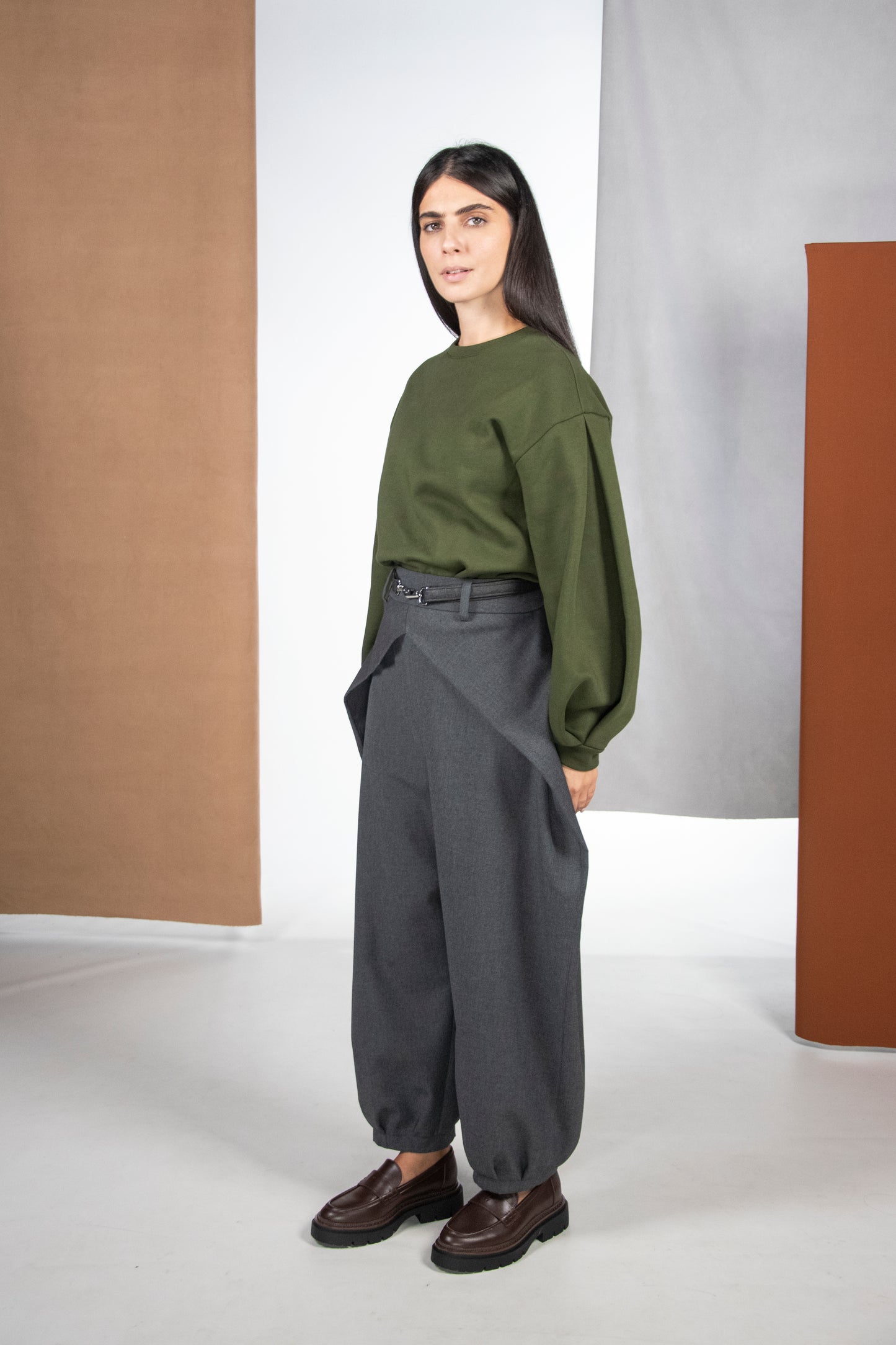 PANTALONE SAKURA GRIGIO MELANGE VEGAN