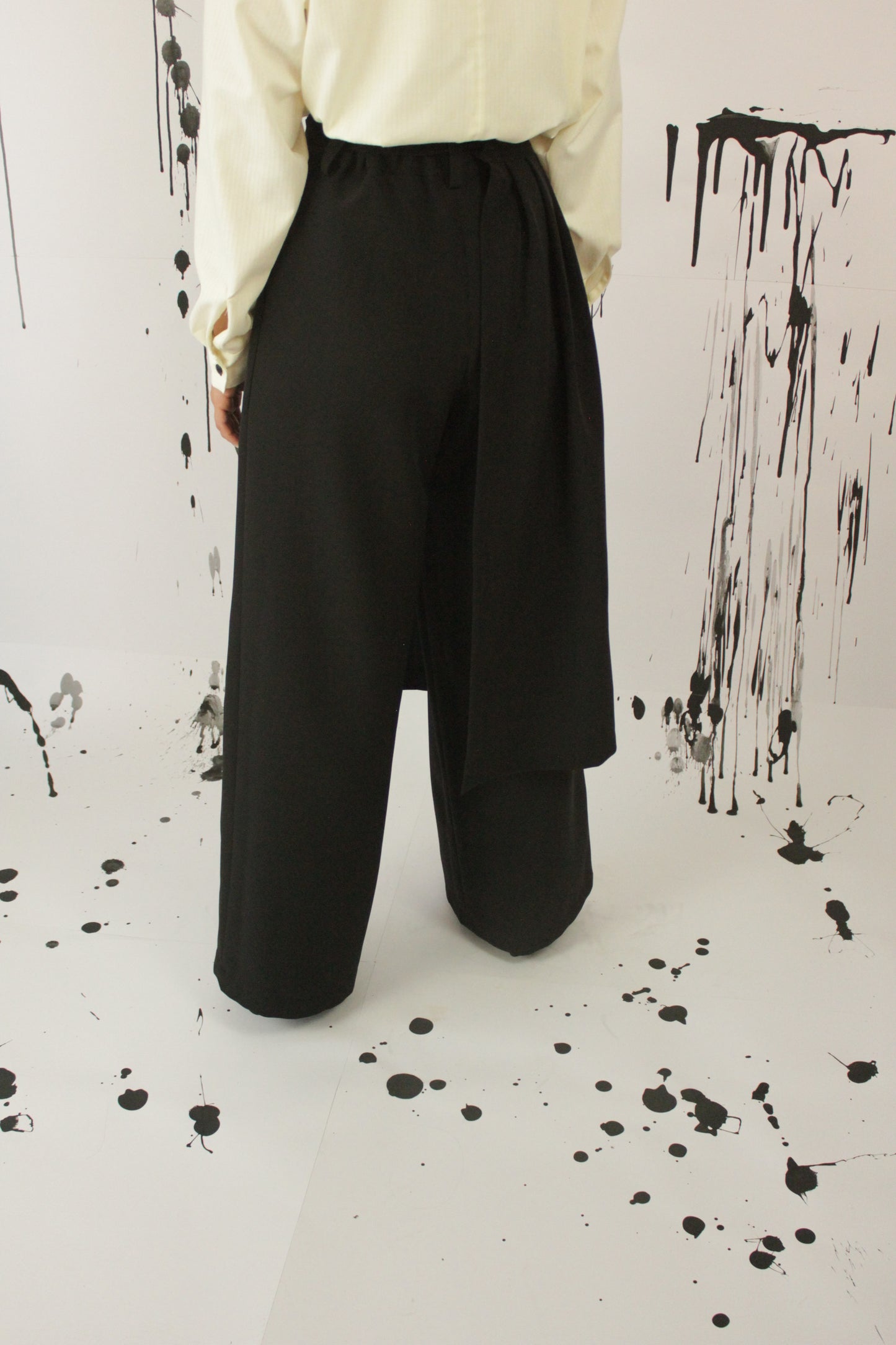 PANTALONE PALAZZO CON PANNELLO CISSUS NERO