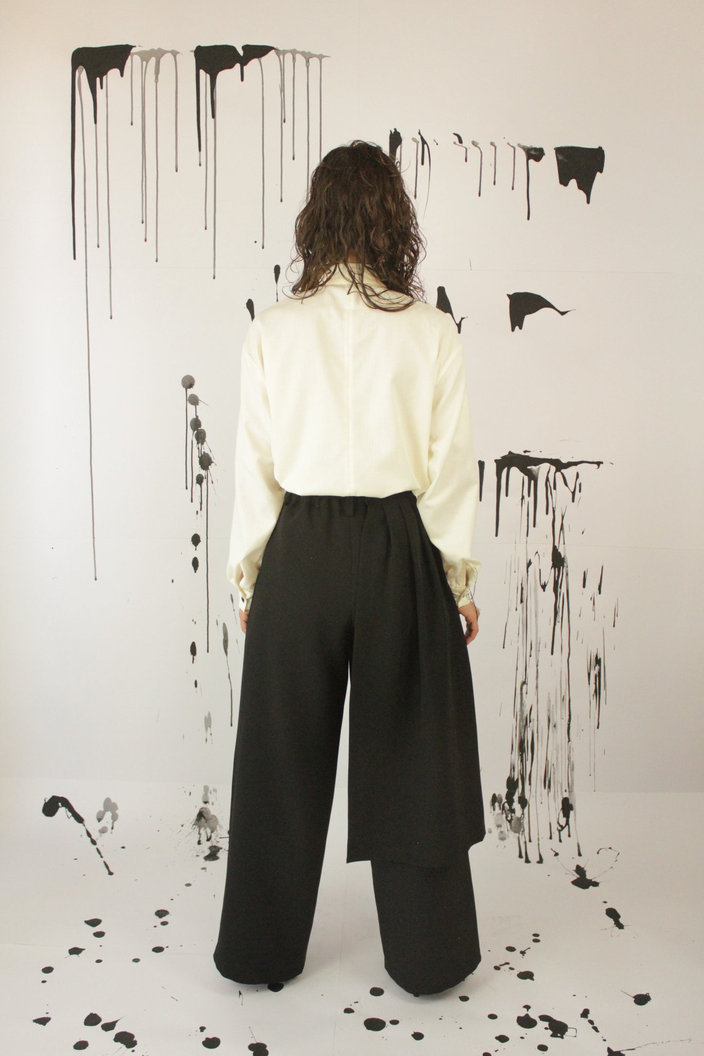 PANTALONE PALAZZO CON PANNELLO CISSUS NERO