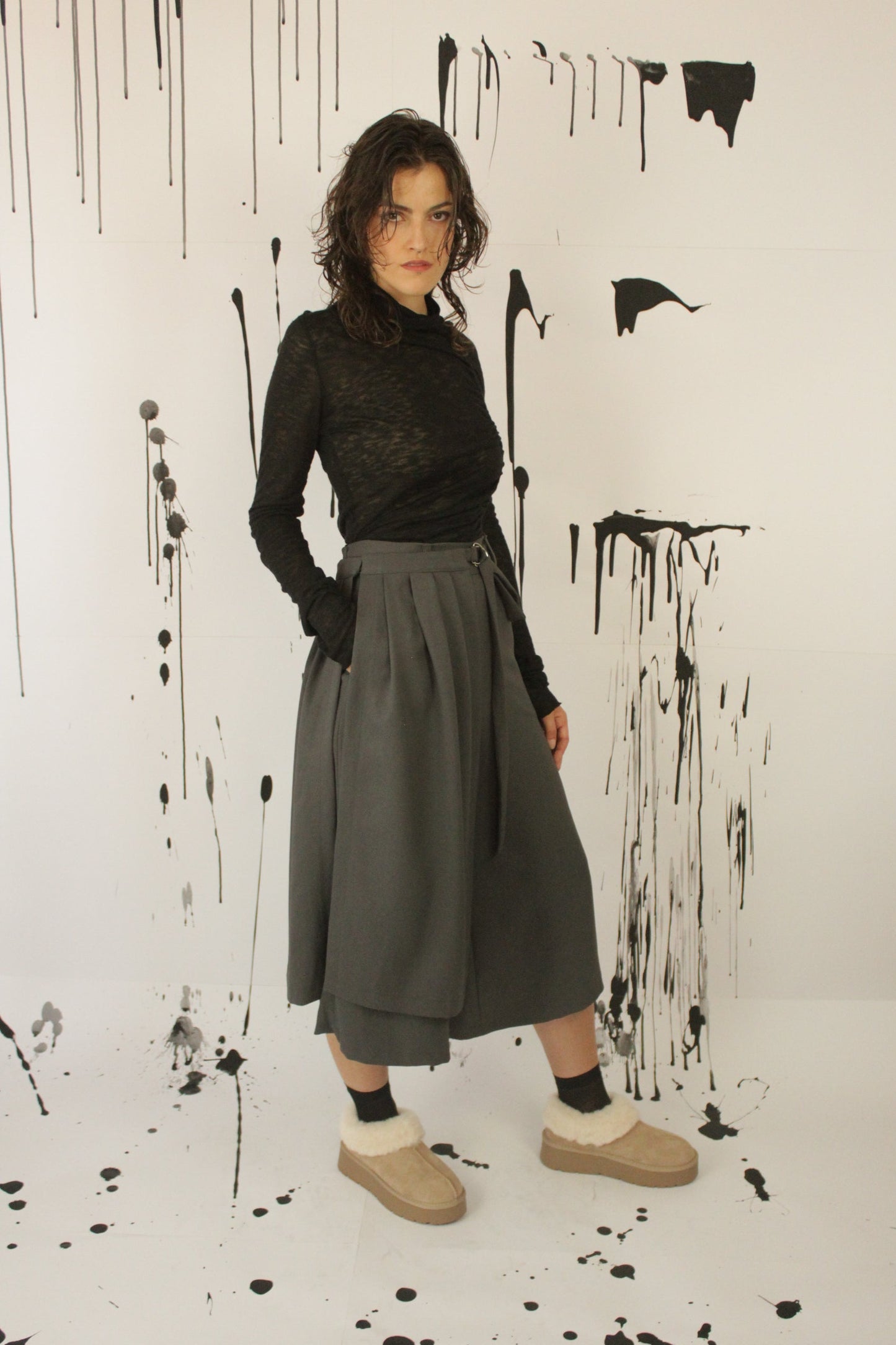 PANTAGONNA DORITIS CON PANNELLO A PIEGHE VEGAN