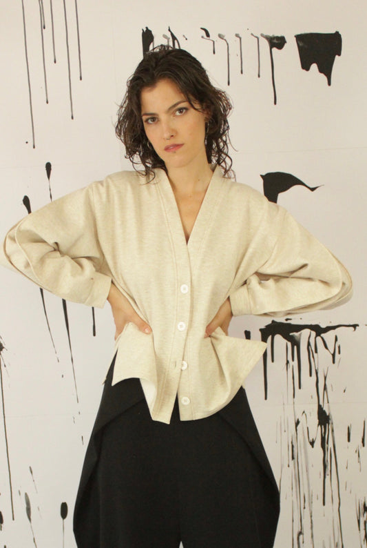 CARDIGAN HOYA PANNA IN CALDA FELPA VEGAN