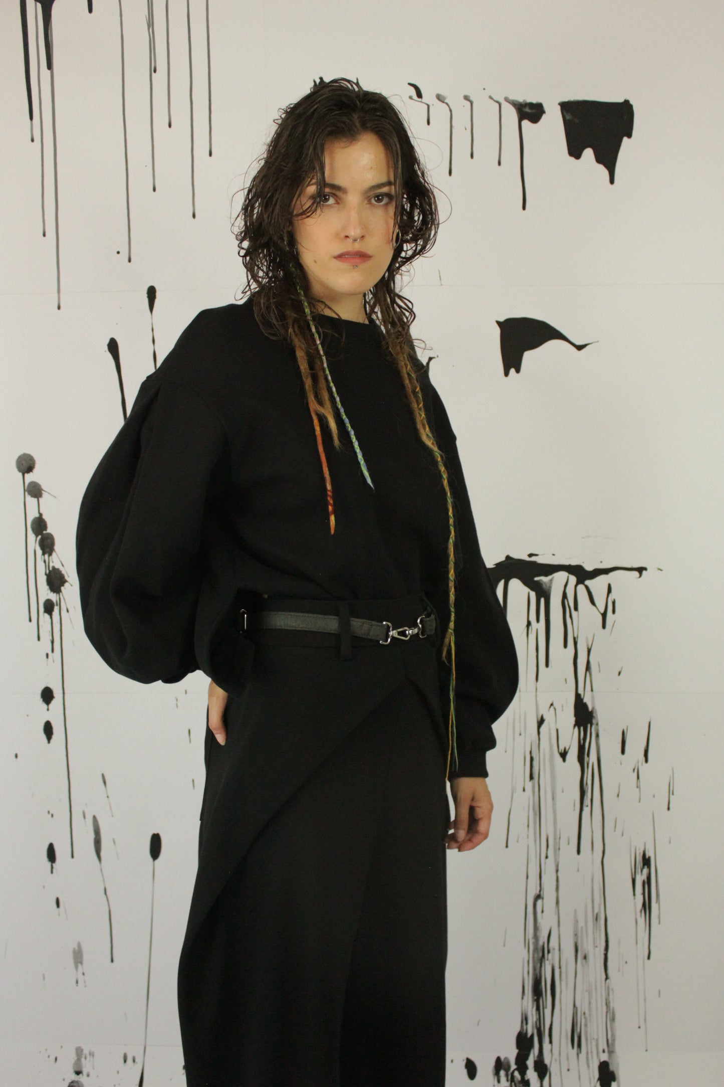 MAGLIA FELCE NERA IN CALDA FELPA VEGAN