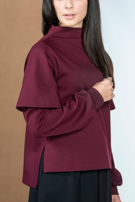 MAGLIA FATSIA BORDEAUX PUNTO MILANO VEGAN