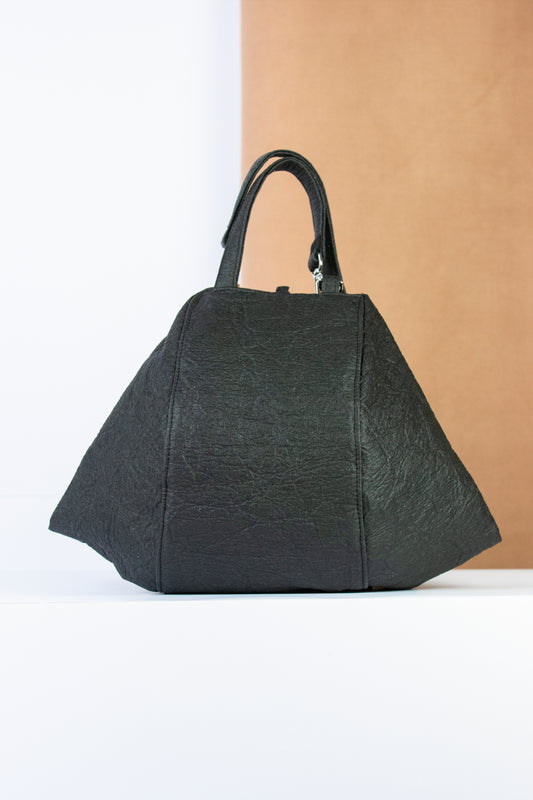 BORSA TRASFORMABILE ELLA IN PELLE D'ANANAS  NERA VEGAN